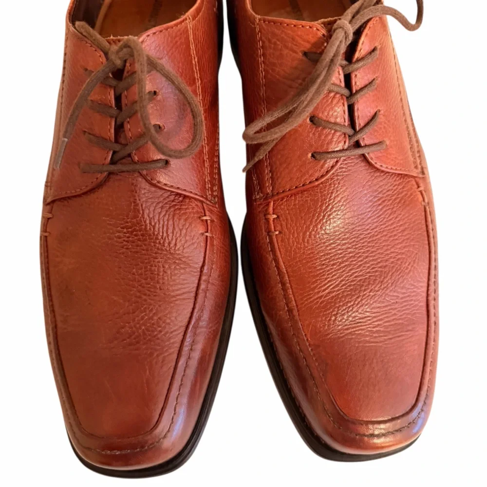 Johnson and Murphy Brown Pebble Grain Leather Lace Up Shoe 10